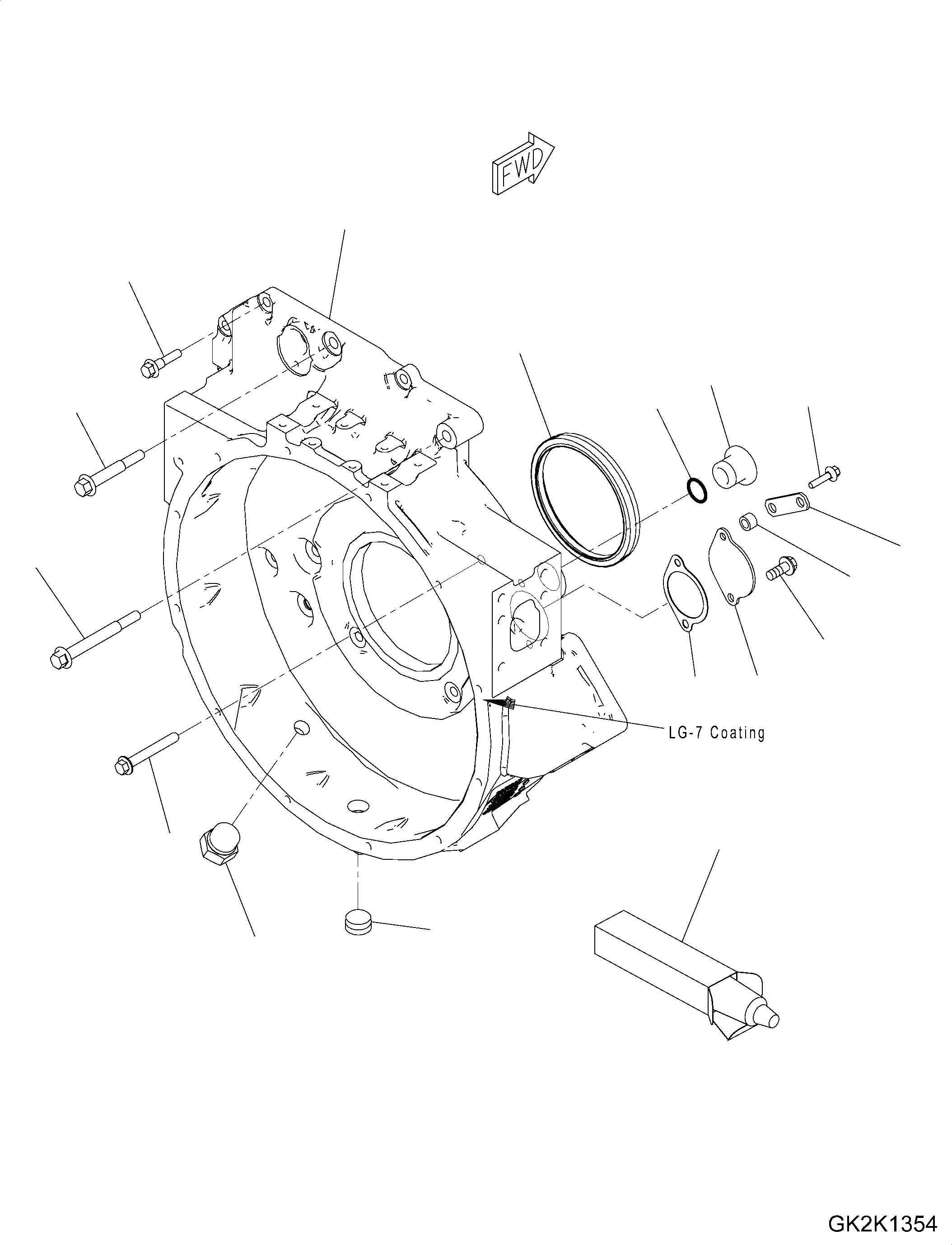 Схема запчастей Komatsu SAA6D107E-2C - КАРТЕР МАХОВИКА КАРТЕР МАХОВИКА