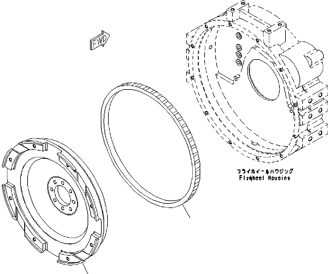 Схема запчастей Komatsu SAA6D114E-3D - МАХОВИК МАХОВИК