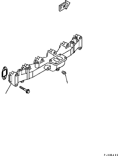 Схема запчастей Komatsu Engine SAA6D102E-22A-8 - ВЫПУСКНОЙ КОЛЛЕКТОР ДВИГАТЕЛЬ