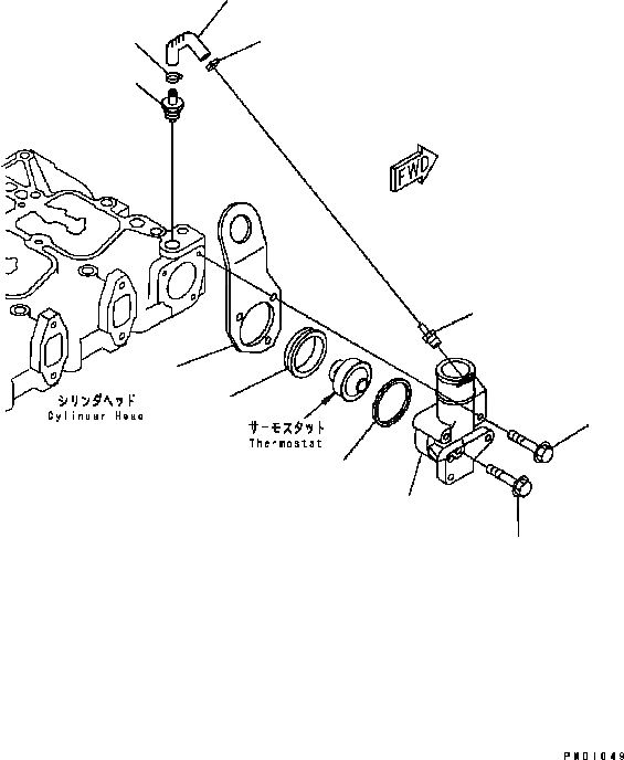 Схема запчастей Komatsu Engine SAA6D102E-22A-8 - ТЕРМОСТАТ ДВИГАТЕЛЬ