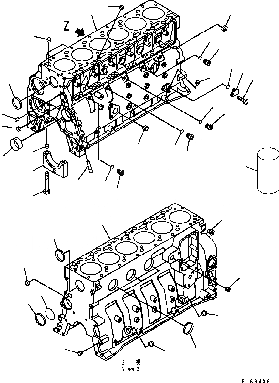 Схема запчастей Komatsu Engine SAA6D102E-22A-8 - БЛОК ЦИЛИНДРОВ ДВИГАТЕЛЬ