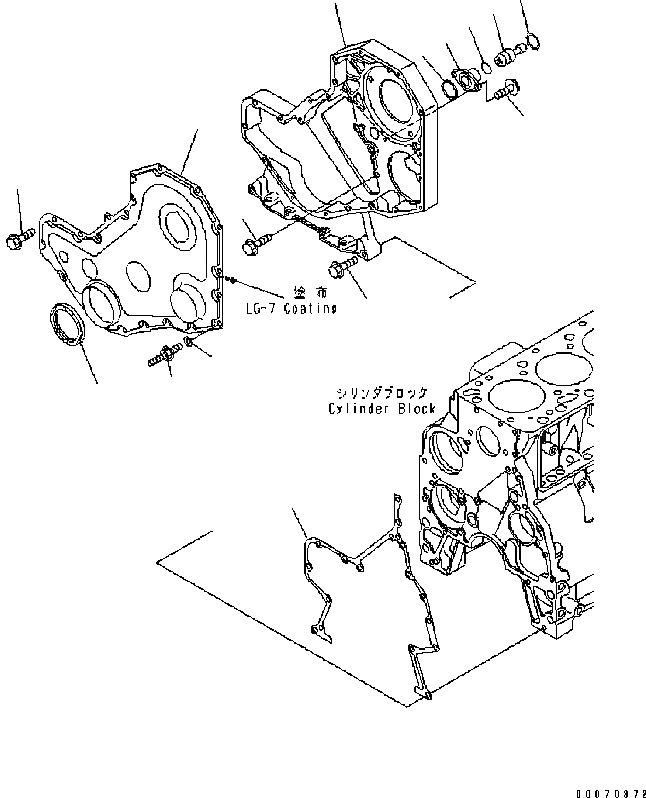 Схема запчастей Komatsu Engine SAA6D102E-22A-8 - ПЕРЕДН. COVER ДВИГАТЕЛЬ