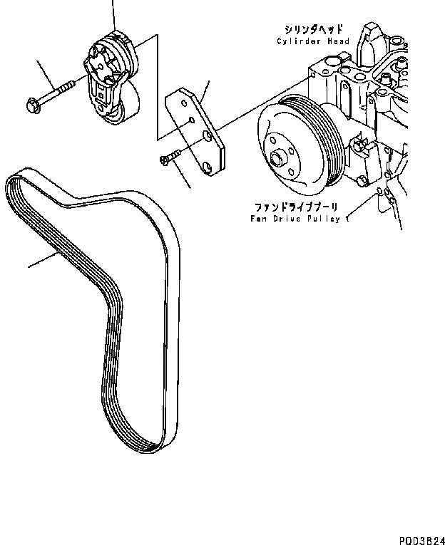Схема запчастей Komatsu Engine SAA6D102E-22A-8 - НАТЯЖИТЕЛЬ РЕМНЯ (ДЛЯ A ГЕНЕРАТОР) ДВИГАТЕЛЬ