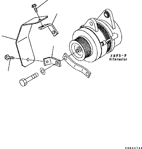Схема запчастей Komatsu Engine SAA6D102E-22A-8 - ГЕНЕРАТОР КРЫШКА(ДЛЯ A ГЕНЕРАТОР) ДВИГАТЕЛЬ