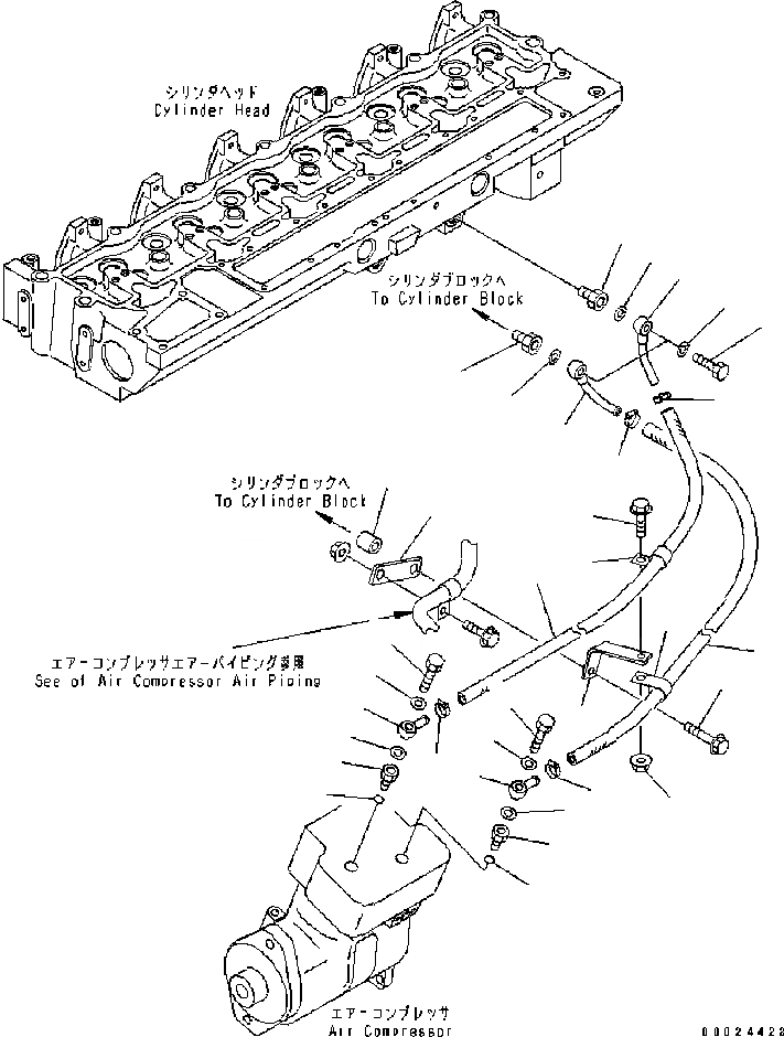 Схема запчастей Komatsu Engine SAA6D114E-2BB-VH - КОМПРЕССОР ВОДН. ГИДРОЛИНИЯ (№89-) ДВИГАТЕЛЬ