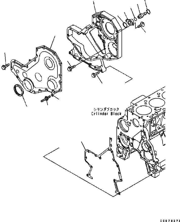 Схема запчастей Komatsu SAA6D102E-2 - ПЕРЕДН. COVER ДВИГАТЕЛЬ