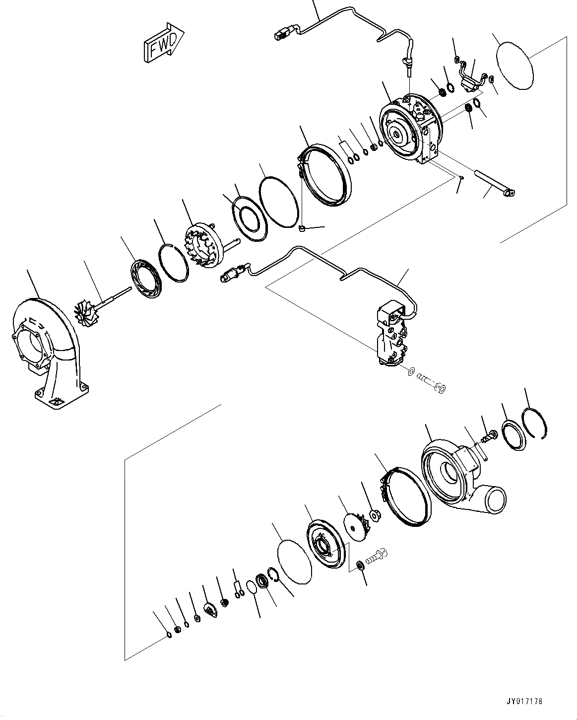 Схема запчастей Komatsu SAA6D125E-6A - ТУРБОНАГНЕТАТЕЛЬ, ВНУТР. ЧАСТИ ТУРБОНАГНЕТАТЕЛЬ