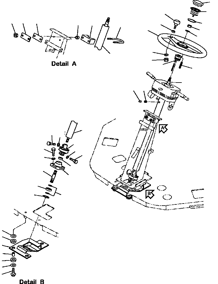 Схема запчастей Komatsu WA120-3L - FIG NO. K-A РУЛЕВ. КОЛОН. И КОЛЕСА КАБИНА ОПЕРАТОРА И СИСТЕМА УПРАВЛЕНИЯ