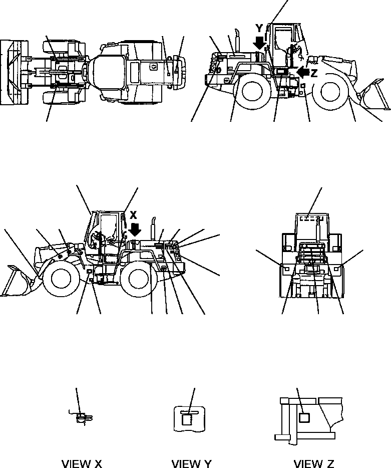 Схема запчастей Komatsu WA120-3MC - FIG. U-A МАРКИРОВКА - С КАБИНОЙ (АНГЛ.) МАРКИРОВКА