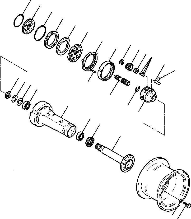 Схема запчастей Komatsu WA180-1LC - МОСТ ASSEMBLY ПЕРЕДН. И ЗАДН. КОНЕЧНАЯ ПЕРЕДАЧА И КОЛЕСН. ТОРМОЗ ВЕДУЩ. ВАЛ