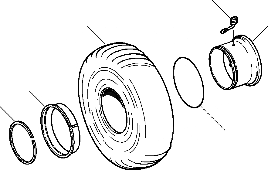 Схема запчастей Komatsu WA180-1LC - ШИНЫ И КОЛЕСА - 7. X (THREE ЧАСТИ ОБОД КОЛЕСАS) ВЕДУЩ. ВАЛ