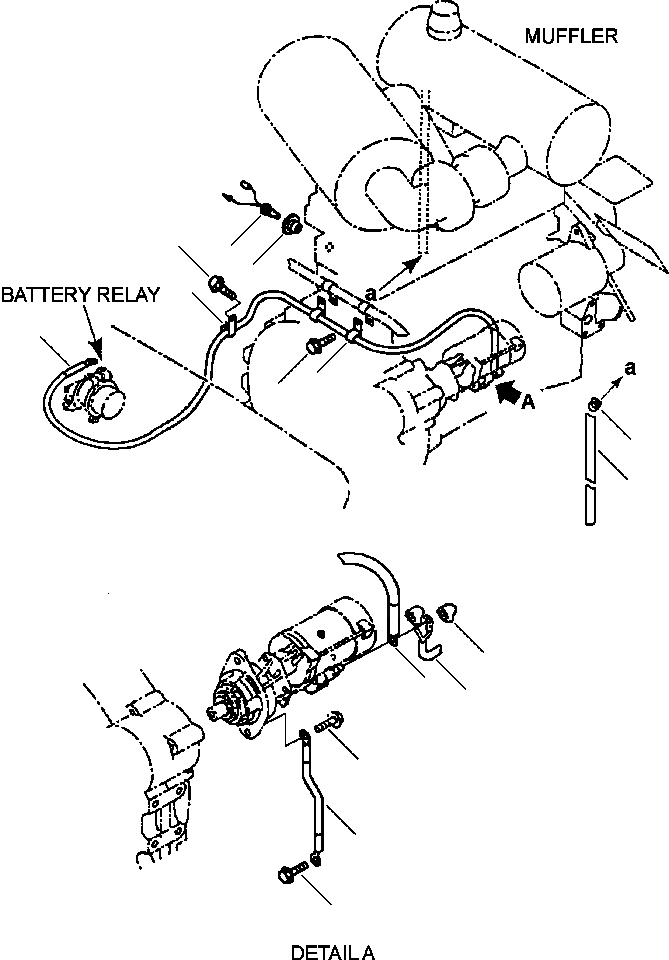 Схема запчастей Komatsu WA180-3L - FIG. B-A Э/ПРОВОДКА ДВИГАТЕЛЯ - Э/ПРОВОДКА ПЕРЕКЛЮЧАТЕЛЯ И STARTER КОМПОНЕНТЫ ДВИГАТЕЛЯ