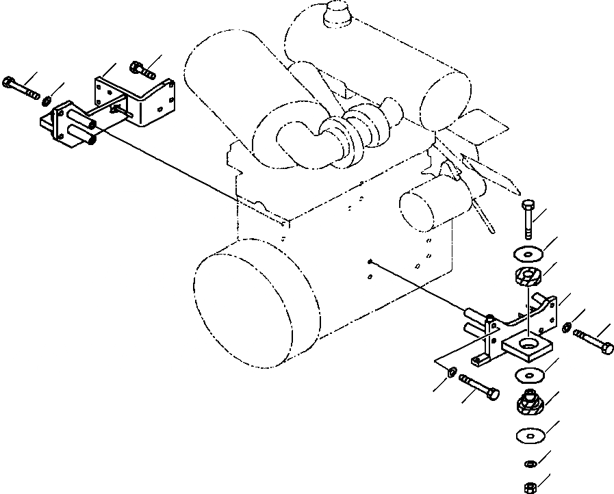 Схема запчастей Komatsu WA180-3L - FIG. B-A КРЕПЛЕНИЕ ДВИГАТЕЛЯ КОМПОНЕНТЫ ДВИГАТЕЛЯ