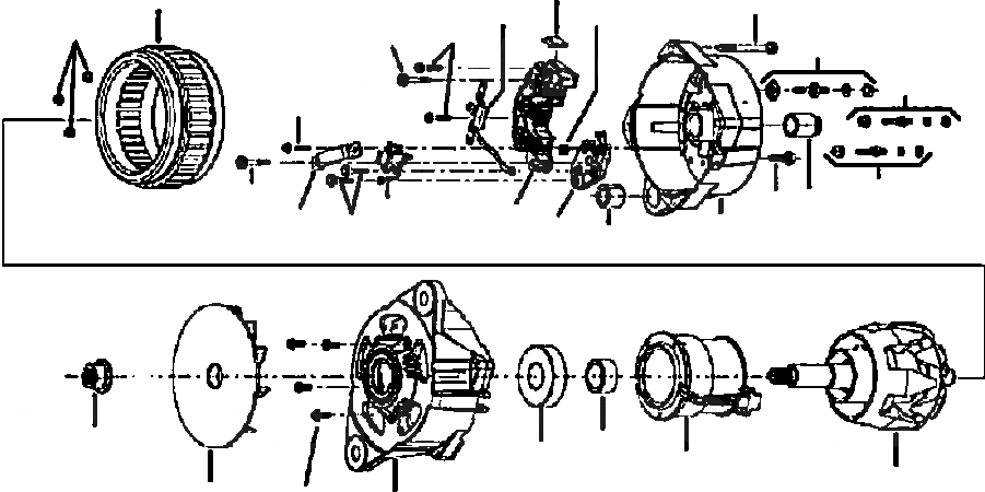 Схема запчастей Komatsu WA180-3L - FIG. E-A ГЕНЕРАТОР - 7 A - ОПЦ.AL ЭЛЕКТРИКА
