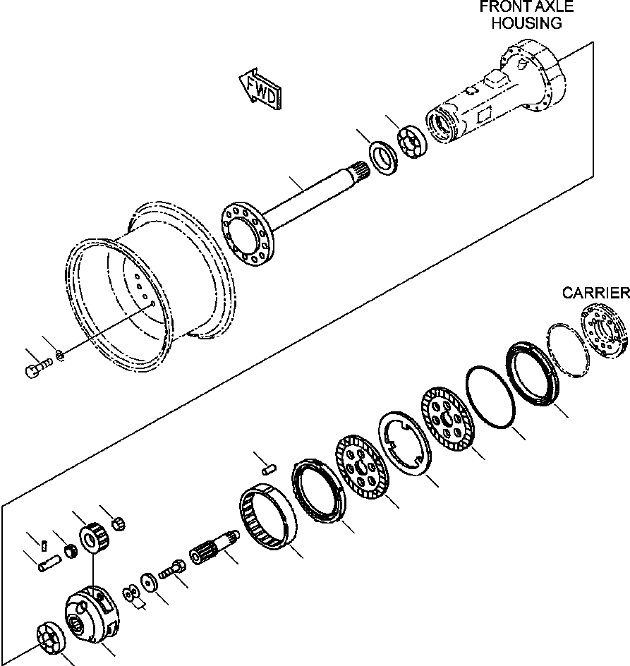 Схема запчастей Komatsu WA180-3L - FIG. F-A ПЕРЕДНИЙ МОСТ - КОНЕЧНАЯ ПЕРЕДАЧА И ТОРМОЗ. СИЛОВАЯ ПЕРЕДАЧА И КОНЕЧНАЯ ПЕРЕДАЧА