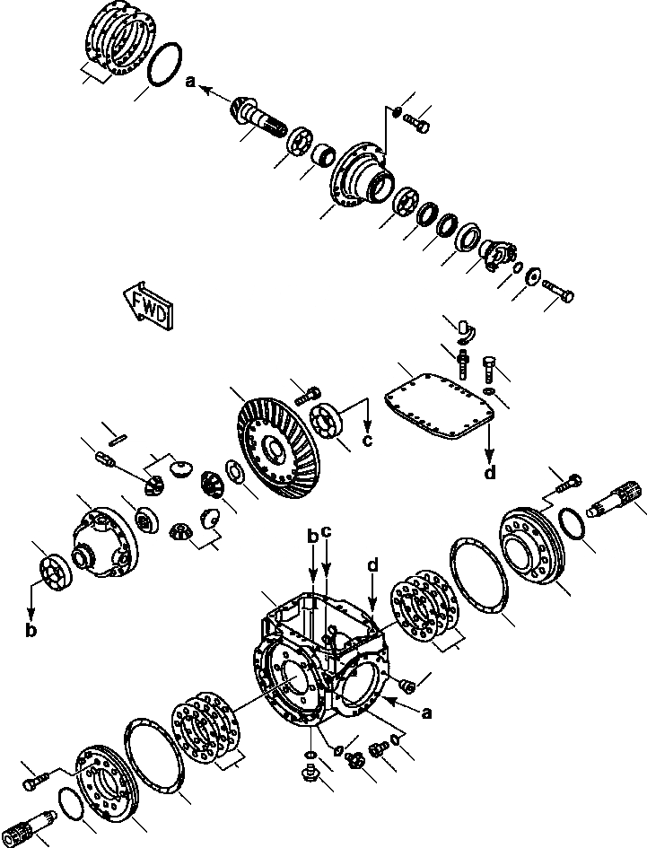 Схема запчастей Komatsu WA180-3L - FIG. F-A ПЕРЕДНИЙ МОСТ - ДИФФЕРЕНЦ. - СТАНДАРТН. СИЛОВАЯ ПЕРЕДАЧА И КОНЕЧНАЯ ПЕРЕДАЧА