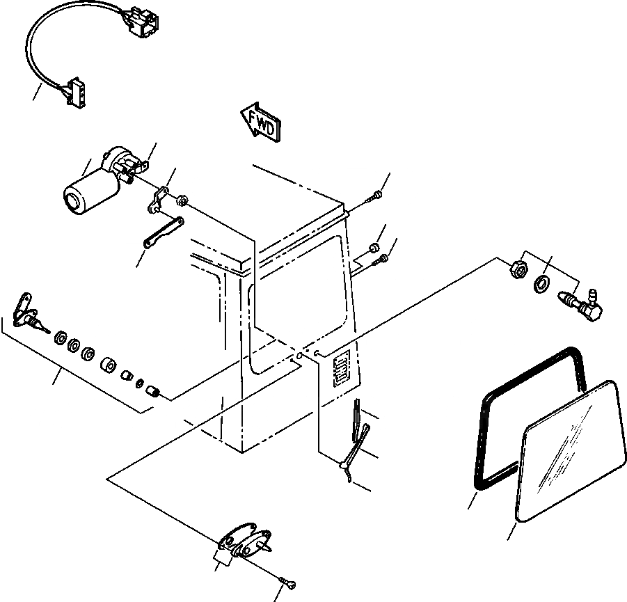 Схема запчастей Komatsu WA180-3L - FIG. K-A КАБИНА - ЗАДН. СТЕКЛА И ЗАДН. ДВОРНИКИ КАБИНА ОПЕРАТОРА И СИСТЕМА УПРАВЛЕНИЯ