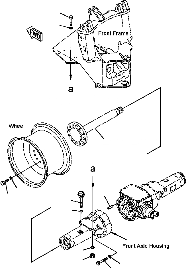 Схема запчастей Komatsu WA180-3MC - FIG. F-A ПЕРЕДНИЙ МОСТ - КРЕПЛЕНИЕ СИЛОВАЯ ПЕРЕДАЧА И КОНЕЧНАЯ ПЕРЕДАЧА