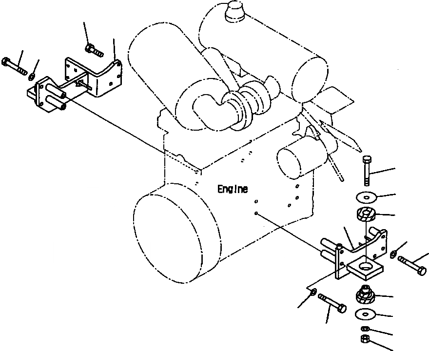 Схема запчастей Komatsu WA180PT-3L - FIG NO. B-A КРЕПЛЕНИЕ ДВИГАТЕЛЯ КОМПОНЕНТЫ ДВИГАТЕЛЯ