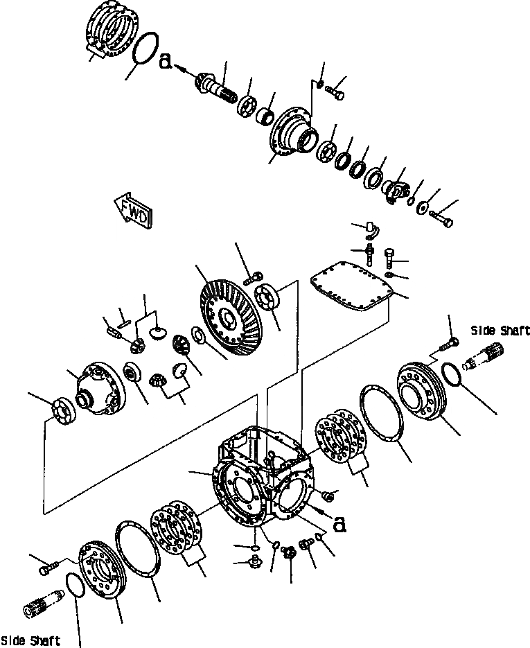 Схема запчастей Komatsu WA180PT-3L - FIG NO. F-A ПЕРЕДНИЙ МОСТ (ДИФФЕРЕНЦ.) СИЛОВАЯ ПЕРЕДАЧА И КОНЕЧНАЯ ПЕРЕДАЧА