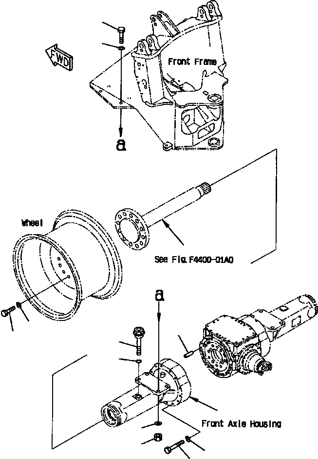 Схема запчастей Komatsu WA180PT-3L - FIG NO. F-A ПЕРЕДНИЙ МОСТ (ЭЛЕМЕНТЫ КРЕПЛЕНИЯ) СИЛОВАЯ ПЕРЕДАЧА И КОНЕЧНАЯ ПЕРЕДАЧА