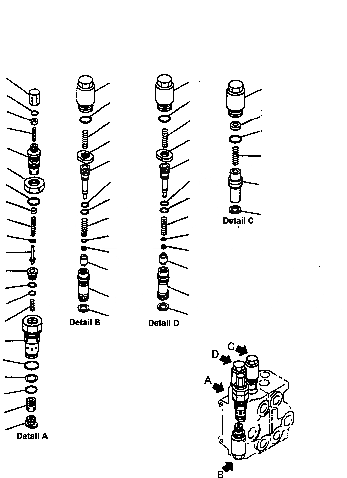 Схема запчастей Komatsu WA180PT-3L - FIG NO. H-A 2-Х СЕКЦИОНН. УПРАВЛЯЮЩ. КЛАПАН (/) ГИДРАВЛИКА