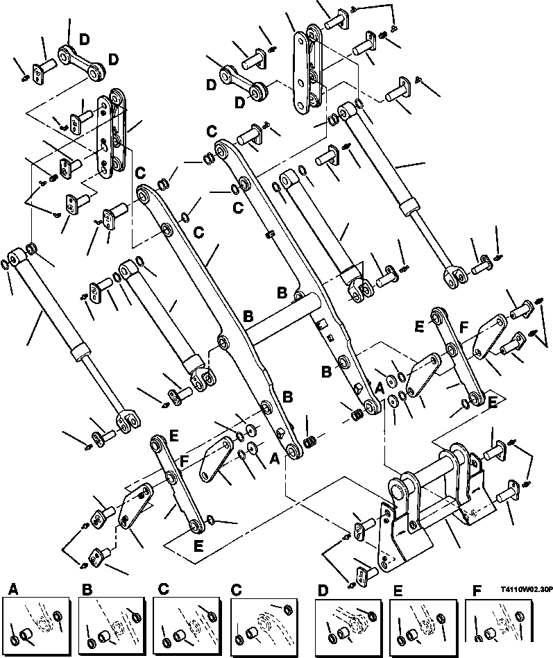 Схема запчастей Komatsu WA180PT-3L - FIG NO. T-A РУКОЯТЬ PARALLEL LIFT МЕХАНИЗМ РАБОЧЕЕ ОБОРУДОВАНИЕ