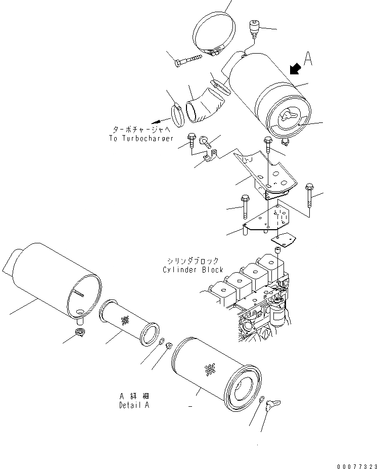 Схема запчастей Komatsu WA180PT-3MC - ВОЗДУХООЧИСТИТЕЛЬ КОМПОНЕНТЫ ДВИГАТЕЛЯ