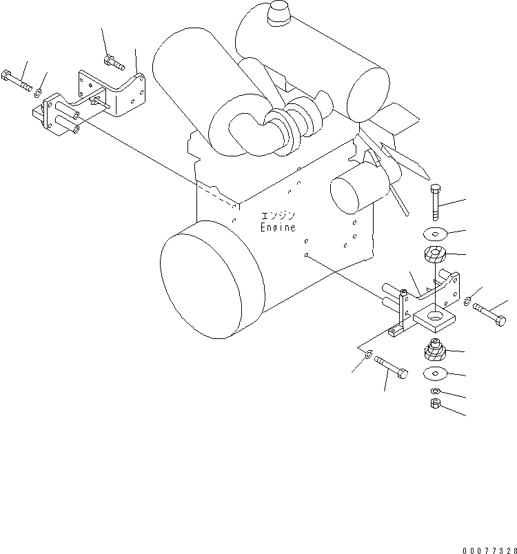 Схема запчастей Komatsu WA180PT-3MC - КРЕПЛЕНИЕ ДВИГАТЕЛЯ КОМПОНЕНТЫ ДВИГАТЕЛЯ