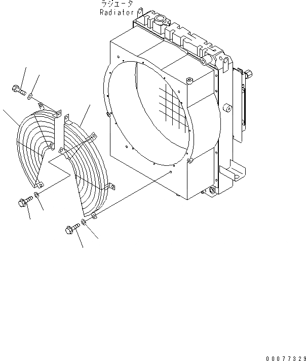 Схема запчастей Komatsu WA180PT-3MC - ЧАСТИ КОРПУСА (ДЛЯ РАДИАТОРА) СИСТЕМА ОХЛАЖДЕНИЯ