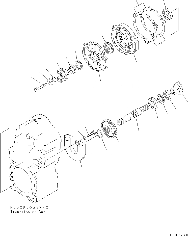 Схема запчастей Komatsu WA180PT-3MC - ТРАНСМИССИЯ (ВЫХОДНОЙ ВАЛ) ТРАНСМИССИЯ