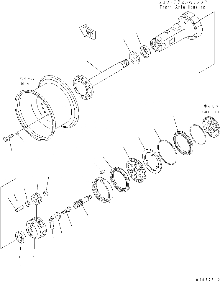 Схема запчастей Komatsu WA180PT-3MC - ПЕРЕДНИЙ МОСТ (КОНЕЧНАЯ ПЕРЕДАЧА) ТРАНСМИССИЯ