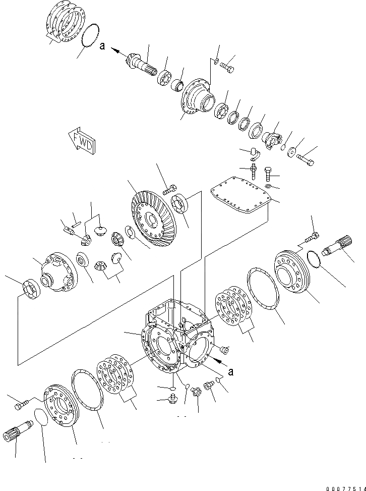 Схема запчастей Komatsu WA180PT-3MC - ПЕРЕДНИЙ МОСТ (ДИФФЕРЕНЦ.) ТРАНСМИССИЯ