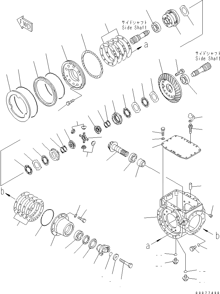 Схема запчастей Komatsu WA180PT-3MC - ПЕРЕДНИЙ МОСТ (САМОБЛОКИР. ДИФФЕРЕНЦ.) ТРАНСМИССИЯ