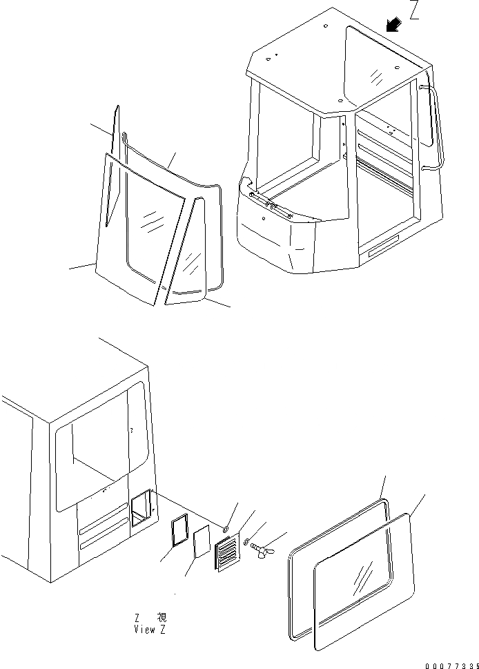 Схема запчастей Komatsu WA180PT-3MC - КАБИНА (ОКНА) КАБИНА ОПЕРАТОРА И СИСТЕМА УПРАВЛЕНИЯ