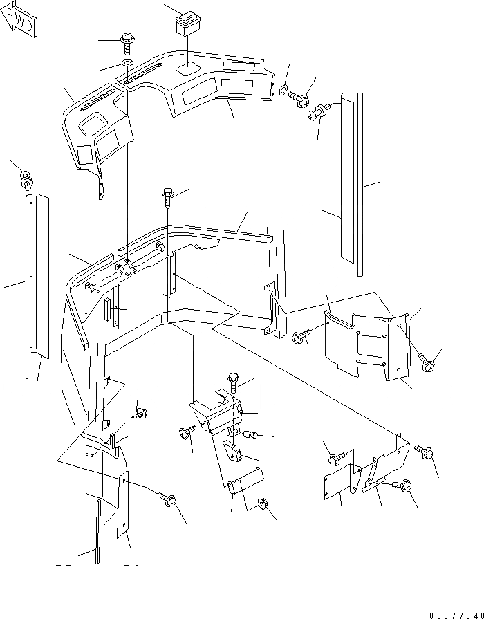 Схема запчастей Komatsu WA180PT-3MC - КАБИНА (ПЕРЕДН. ЧАСТИ ИНТЕРЬЕРА) КАБИНА ОПЕРАТОРА И СИСТЕМА УПРАВЛЕНИЯ