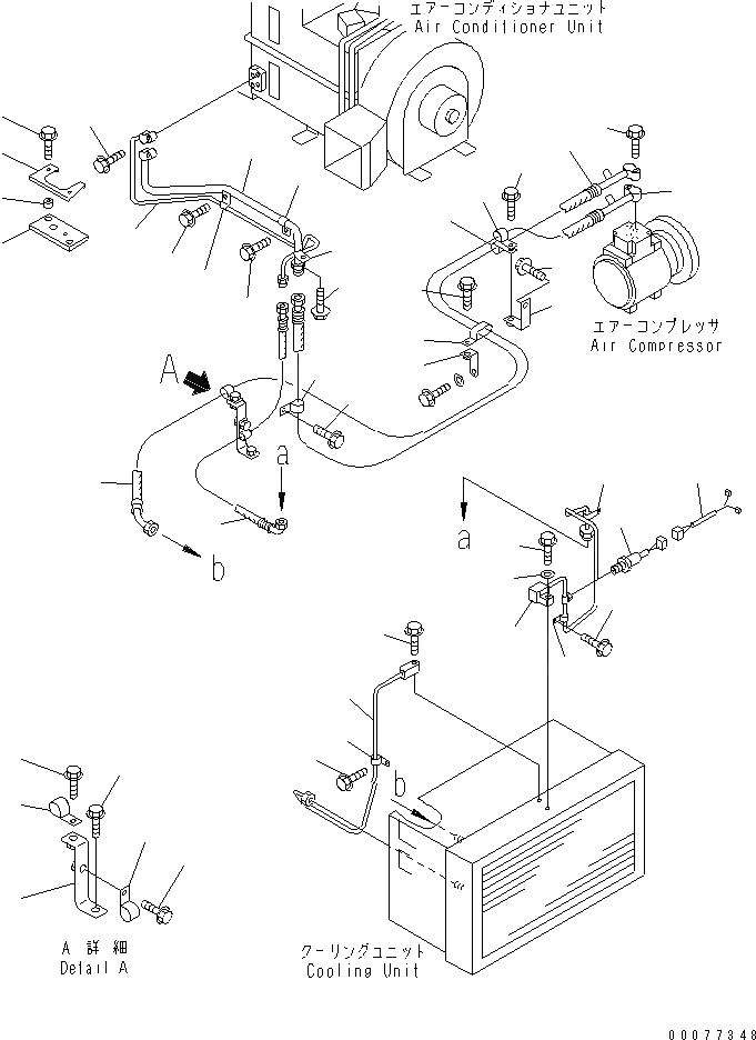 Схема запчастей Komatsu WA180PT-3MC - КОНДИЦ. ВОЗДУХА (ЛИНИЯ КОМПРЕССОРА) КАБИНА ОПЕРАТОРА И СИСТЕМА УПРАВЛЕНИЯ