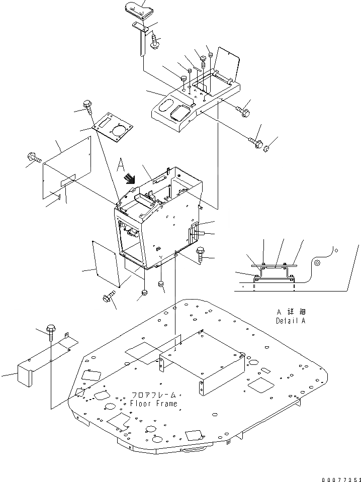 Схема запчастей Komatsu WA180PT-3MC - ПРАВ. КОНСОЛЬН. БЛОК И ПОКРЫТИЕ ПОЛА КАБИНА ОПЕРАТОРА И СИСТЕМА УПРАВЛЕНИЯ