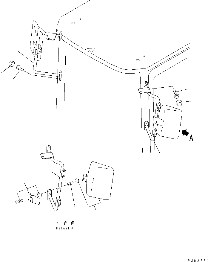 Схема запчастей Komatsu WA180PT-3MC - ЗЕРКАЛА(ДЛЯ КАБИНЫ) ЧАСТИ КОРПУСА