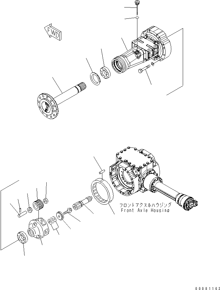 Схема запчастей Komatsu WA200-5L - ПЕРЕДНИЙ МОСТ (КОНЕЧНАЯ ПЕРЕДАЧА И КОЖУХ) (ЛЕВ.) ТРАНСМИССИЯ