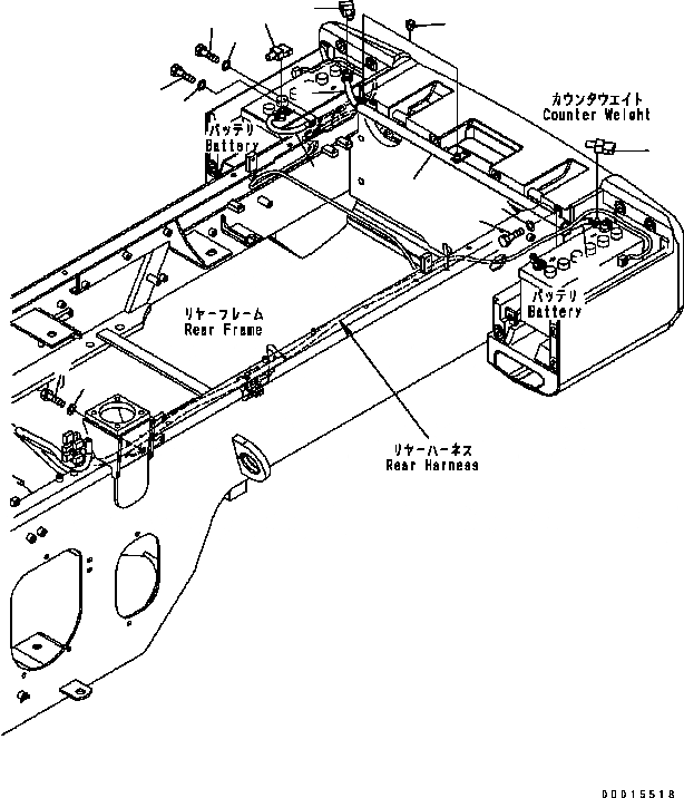 Схема запчастей Komatsu WA200-5 - ЗАДН. Э/ПРОВОДКА (/) (АККУМУЛЯТОР КАБЕЛЬ) ЭЛЕКТРИКА