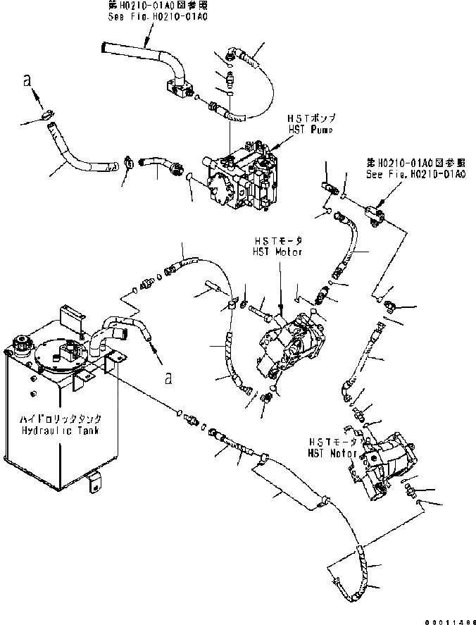 Схема запчастей Komatsu WA200-5 - HST МАСЛ. ЛИНИЯ (НАГНЕТАЮЩ. ЛИНИЯ) (№B-B) ТРАНСМИССИЯ