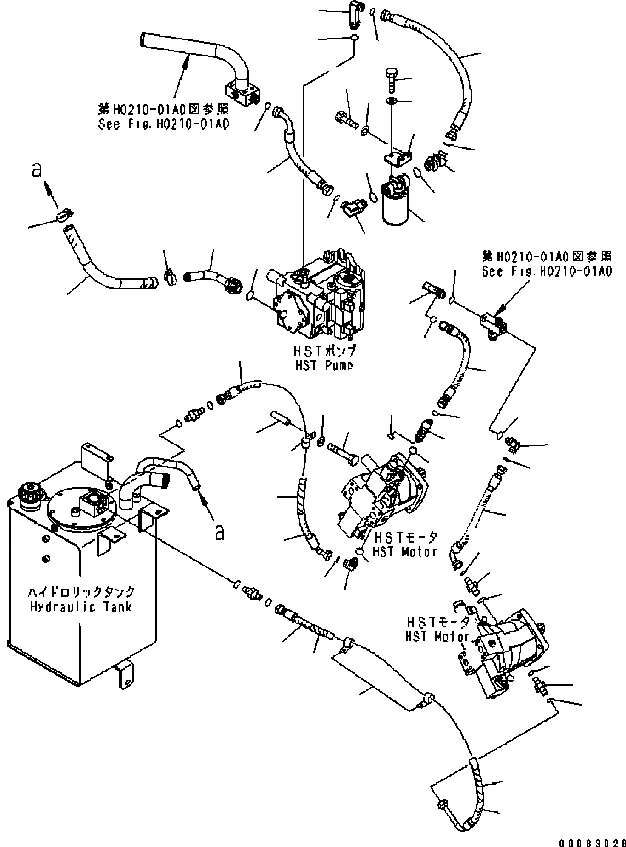Схема запчастей Komatsu WA200-5 - HST МАСЛ. ЛИНИЯ (НАГНЕТАЮЩ. ЛИНИЯ) (№B-) ТРАНСМИССИЯ