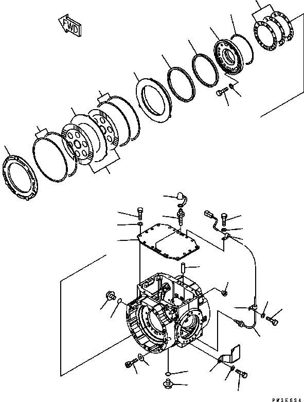 Схема запчастей Komatsu WA200-5 - ПЕРЕДНИЙ МОСТ (КРЫШКАAND ТОРМОЗ.) ТРАНСМИССИЯ