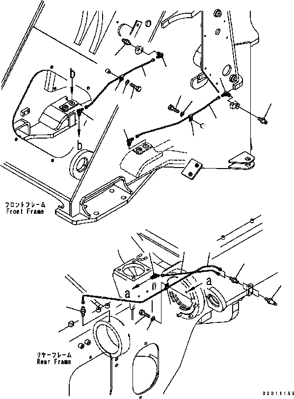 Схема запчастей Komatsu WA200-5 - УДАЛЕННАЯ СМАЗКА ОСНОВНАЯ РАМА И ЕЕ ЧАСТИ