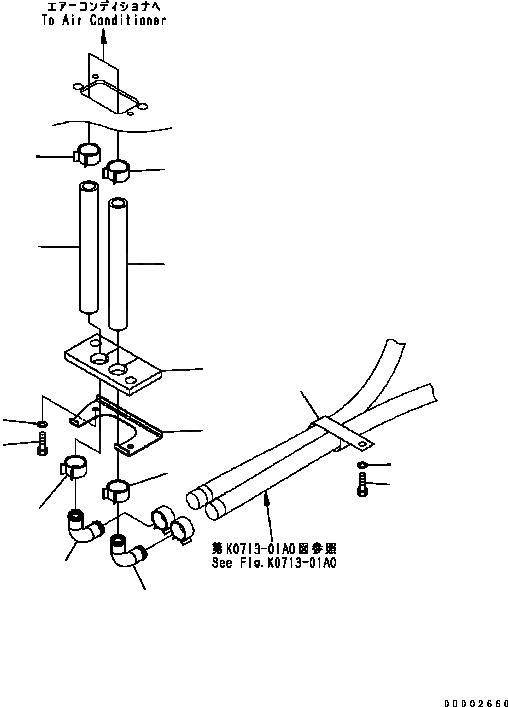 Схема запчастей Komatsu WA200-5 - ПОЛ (ГИДР. ПРОВОД. ОБОГРЕВАТЕЛЯ) КАБИНА ОПЕРАТОРА И СИСТЕМА УПРАВЛЕНИЯ