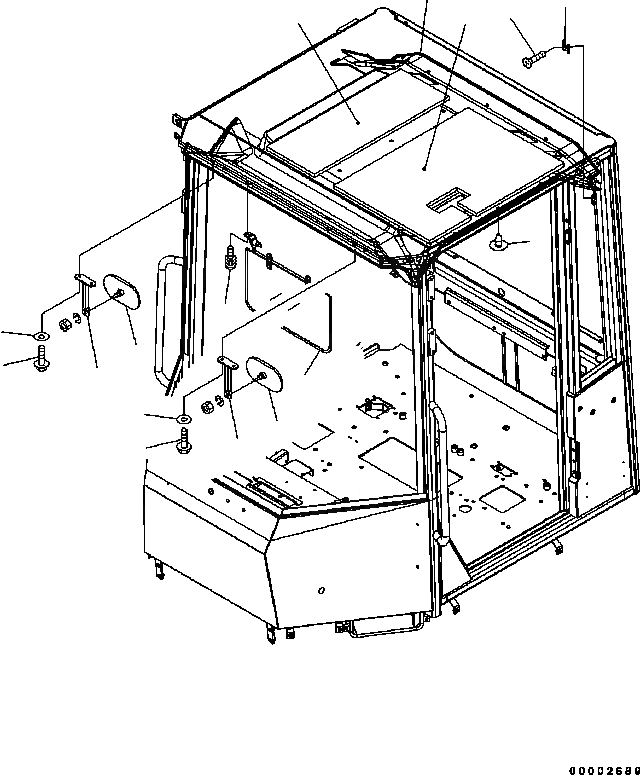 Схема запчастей Komatsu WA200-5 - КАБИНА ROPS (КРЫША ПОДУШКА) (№B-) КАБИНА ОПЕРАТОРА И СИСТЕМА УПРАВЛЕНИЯ
