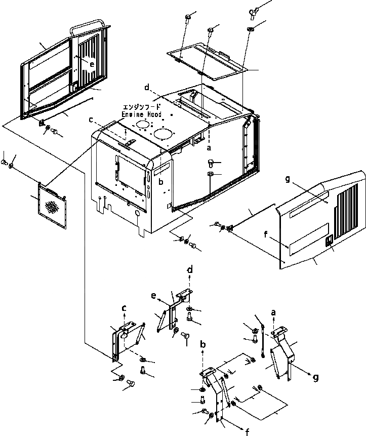 Схема запчастей Komatsu WA200-5 - КАПОТ (ДВЕРЬ) (TROPICAL СПЕЦ-Я) (WHITHOUT РЕВЕРСИВНЫЙ ВЕНТИЛЯТОР) (№B-) ЧАСТИ КОРПУСА