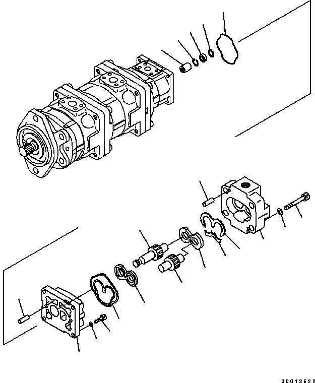 Схема запчастей Komatsu WA200-5 - ГИДРОТРАНСФОРМАТОР И НАСОС PPC (ВНУТР. ЧАСТИ) (/) ОСНОВН. КОМПОНЕНТЫ И РЕМКОМПЛЕКТЫ