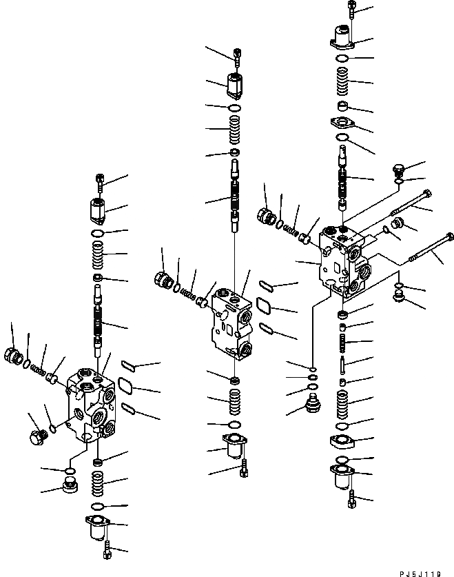 Схема запчастей Komatsu WA200-5 - УПРАВЛЯЮЩ. КЛАПАН (3-Х СЕКЦИОНН.) (/) ОСНОВН. КОМПОНЕНТЫ И РЕМКОМПЛЕКТЫ